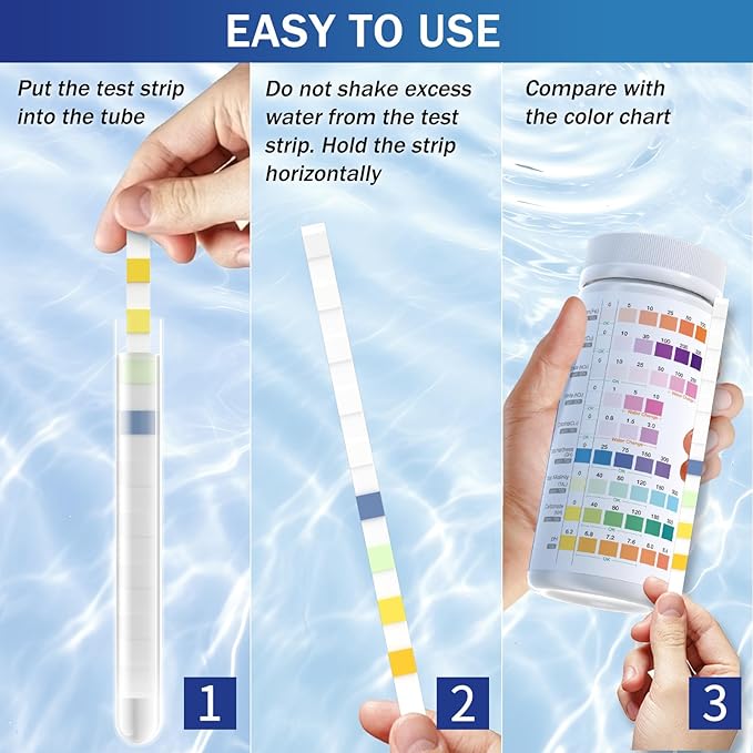 9-Way Aquarium Test Strips - 150 Aquarium Water Test Kit Fish Tank Test Kit Quick & Accurate Testing Iron Copper Nitrate Nitrite Chlorine Total Hardness Total Alkalinity Carbonate pH