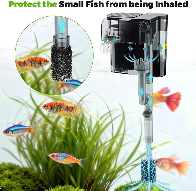 hygger 4.5W Hang On Back Aquarium Filter with Replacement Cartridges 3 Set