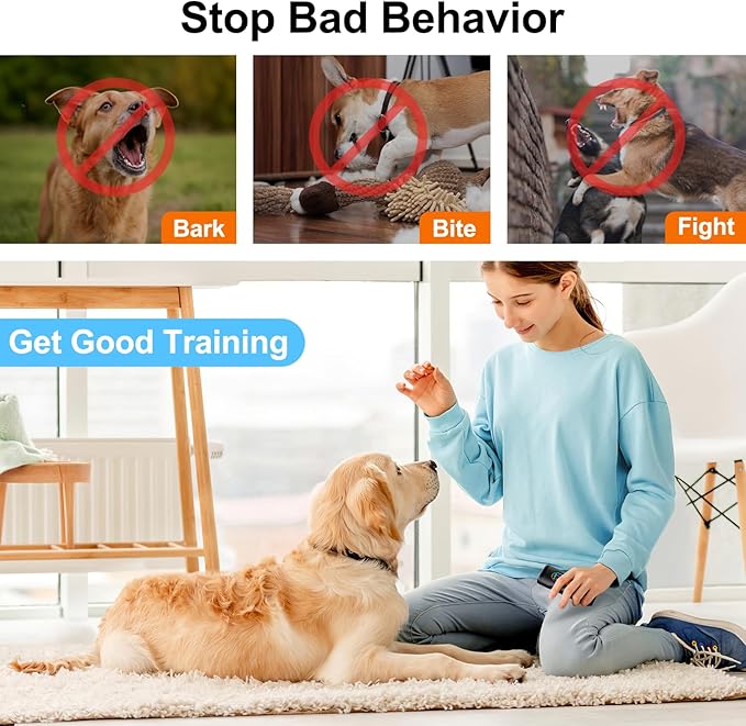 SEDULAN Dog Bark Deterrent Devices Anti Barking Device for Dogs Ultrasonic Bark Stopper Portable Dog Training Tool Indoor Outdoor Up to 50ft Correct Bad Behavior of Own or Neighbor's Dog (Black)