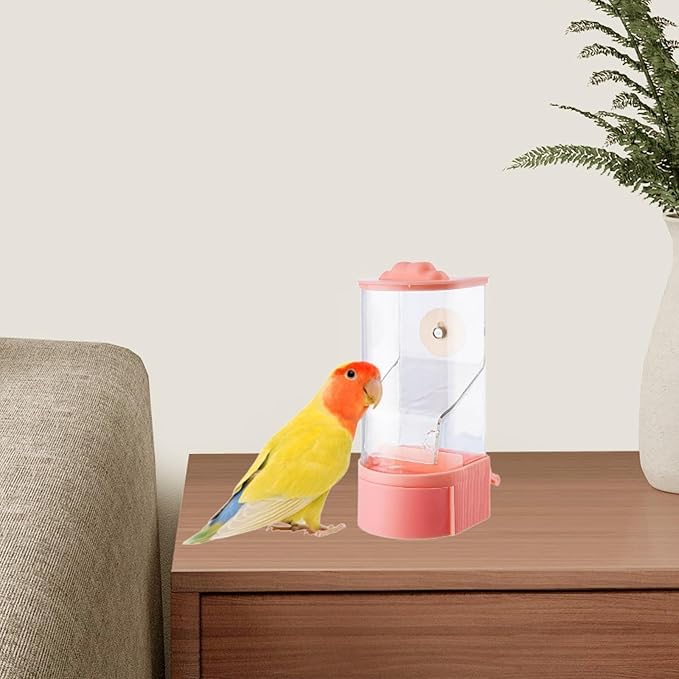No Mess Bird Feeder Hanging Feeding Station Anti Splashing Parrot Foraging Feeder Food Container for Cockatiel Budgies Canary Pink(Pink)