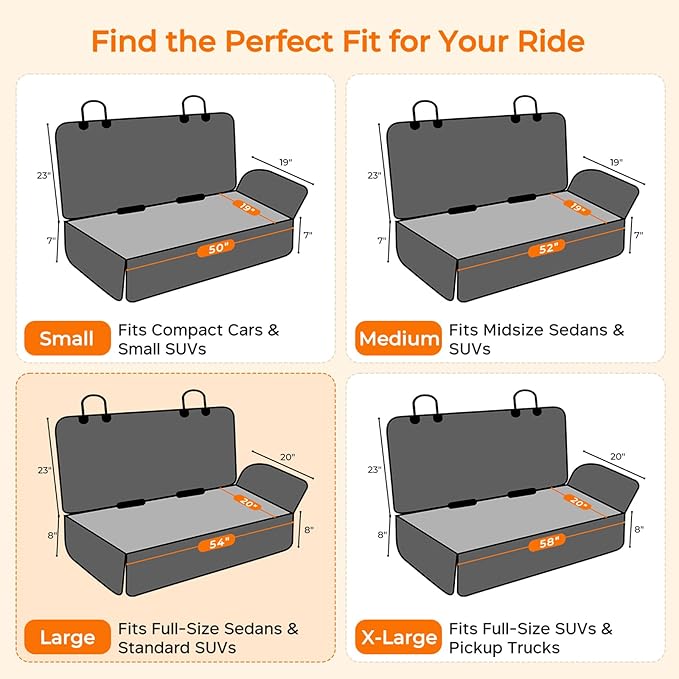 URPOWER Dog Car Seat Cover for Back Seat, Waterproof Car Seat Protector for Child Carseat & Pets, Nonslip Car Seat Covers for Full Size SUVs & Trucks
