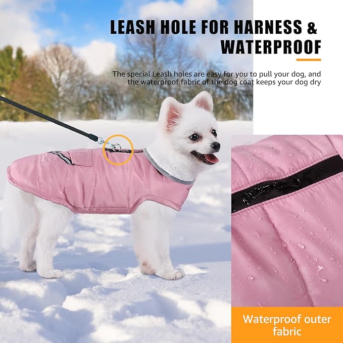 iBuddy Dog Winter Coats with Fleece Vest,Waterproof Warm Dog Snow Jacket Windproof, Reflective Adjustable Pet Dogs Cold Winter Coat for Dogs Girl Boy