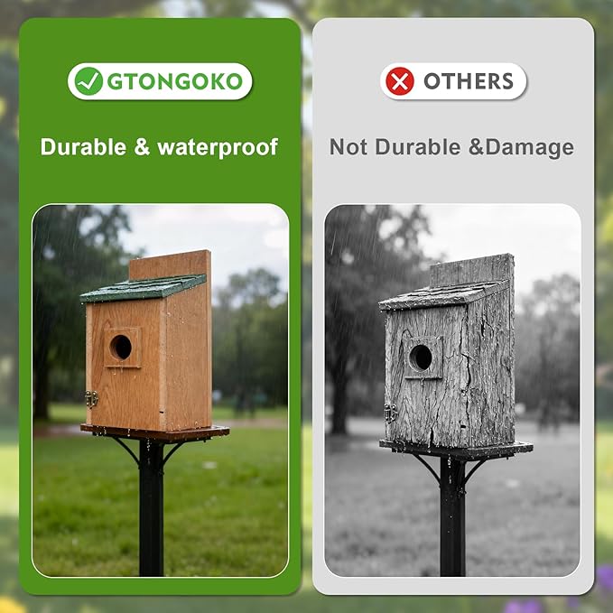 Gtongoko Recycled Plastic Bird Houses for Outside Clearance 1-1/2" Entrance Hole Blue Birdhouses for Outdoors with Air Vents Green & Brown Nesting Box for Bluebird Swallows Finches Chickadee 1 Pack