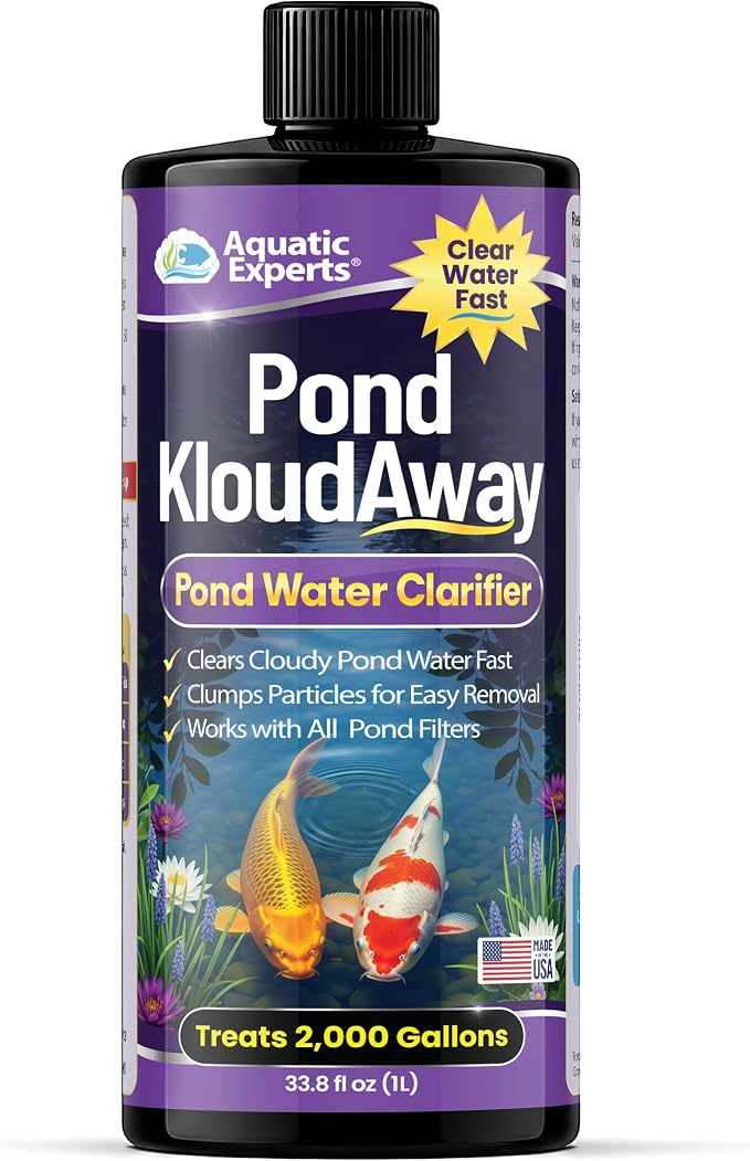 Pond KloudAway Pond Water Clarifier – Clears Cloudy Pond Water, Clumps Particles for Easy Removal, 1 Liter, Aquatic Experts