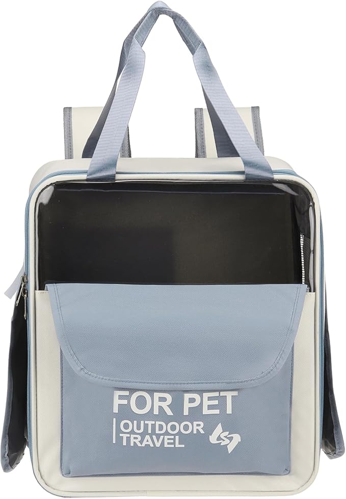 Pet Backpack Carrier, Portable and Ventilated, Oxford Cloth, Dogs Cats and Small Animals Travel Bag 12.6" Up to 16.5 Lbs, (Blue), Intended for Hiking/Camping/Traveling