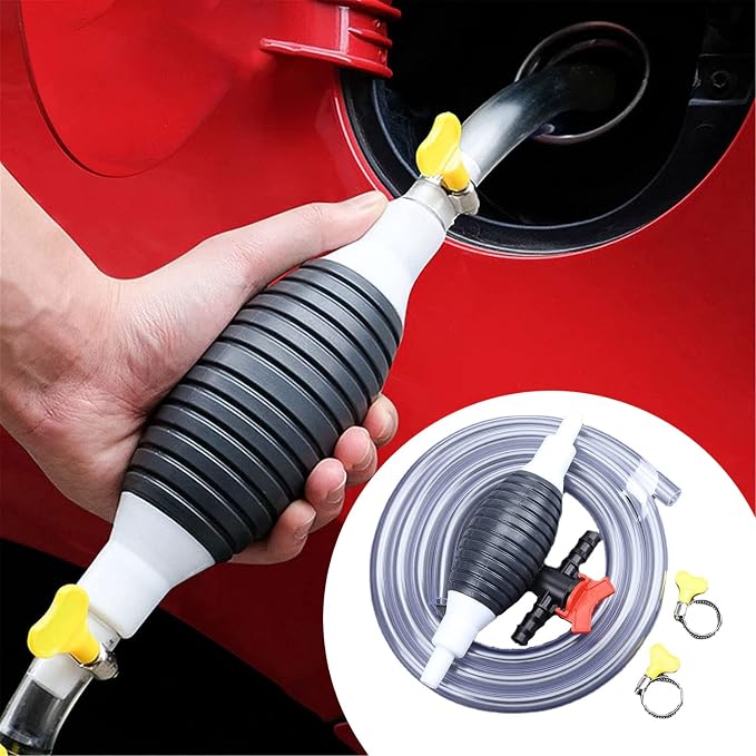 Multifunction Liquid Sucker Pump, Manual Fuel Transfer Pump Gasoline Siphone Hose, Portable Siphon Pump For Gasoline Diesel And Other Liquid Water, with 3.2/6.5/9.8ft Siphon Hose. (3.2 ft)