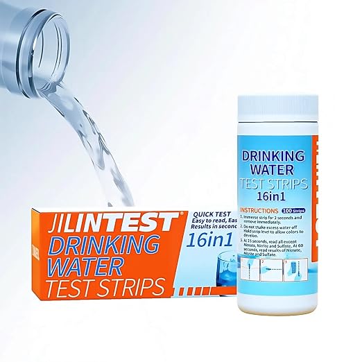 16 in 1 Drinking Water Test Kit Water Tester for Drinking Water | 100 Strips,Home Tap and Well Water Test Kit for Iron, Copper, Nickel, Zinc, Cobalt ,PH,sulfate, nitrite, nitrate.