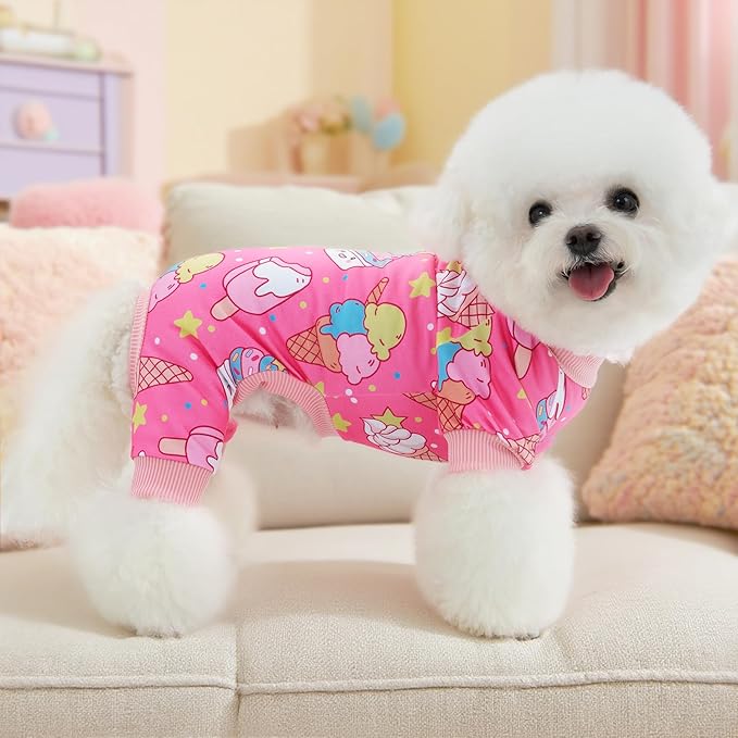 XPUDAC 4 Pieces Dog Pajamas for Small Dogs Boy Girl Soft Stretchy Pjs Onesies Puppy Clothes for Dog Cat Pet Outfits, XX-Small