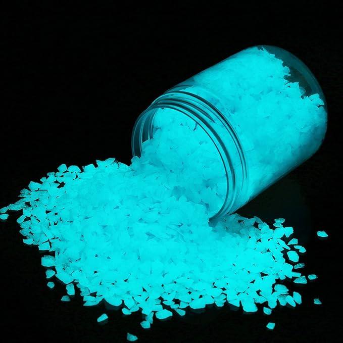 Shiny Stone Glow in The Dark Aquarium Gravel Sand, Blue, 3-5mm | Neon, 305g/0.67lbs, For Fish Tank and Fairy Garden, Decorative Rocks, Home Decor