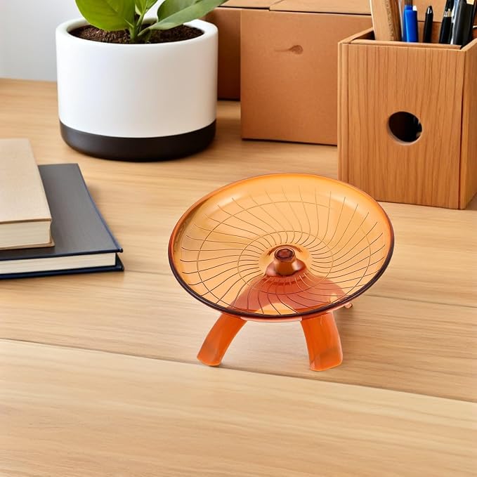Silent Pet Running Wheel for Hamsters and Small Animals – Quiet Flying Saucer Exercise Wheel with Non-Slip Surface, Suitable for Gerbils, Mice, Hedgehogs, Small Pets, Orange