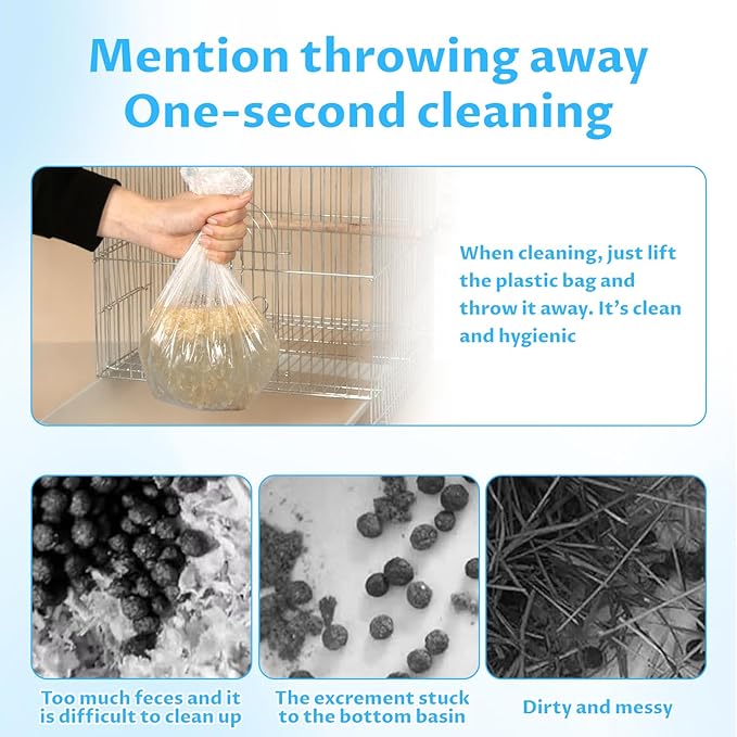 Disposable Birdcage Mats - 50-Piece Pack Of Plastic Small Animal Cage Mats, Waterproof, Easy To Clean, Leak-Proof, Portable Birdcage Mats Suitable For Budgies, Hamsters And Rabbits (20x18 Inches).