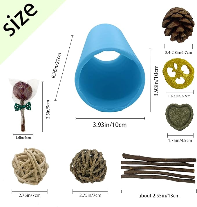 Plastic Hamster Fun Tunnels,Ferrets Foldable Exercising Training Tunnels Hamsters Hideout Tube 15 Pcs Small Animal Chew Toys for Guinea Pigs, Chinchillas, Rats, Gerbils (Blue)