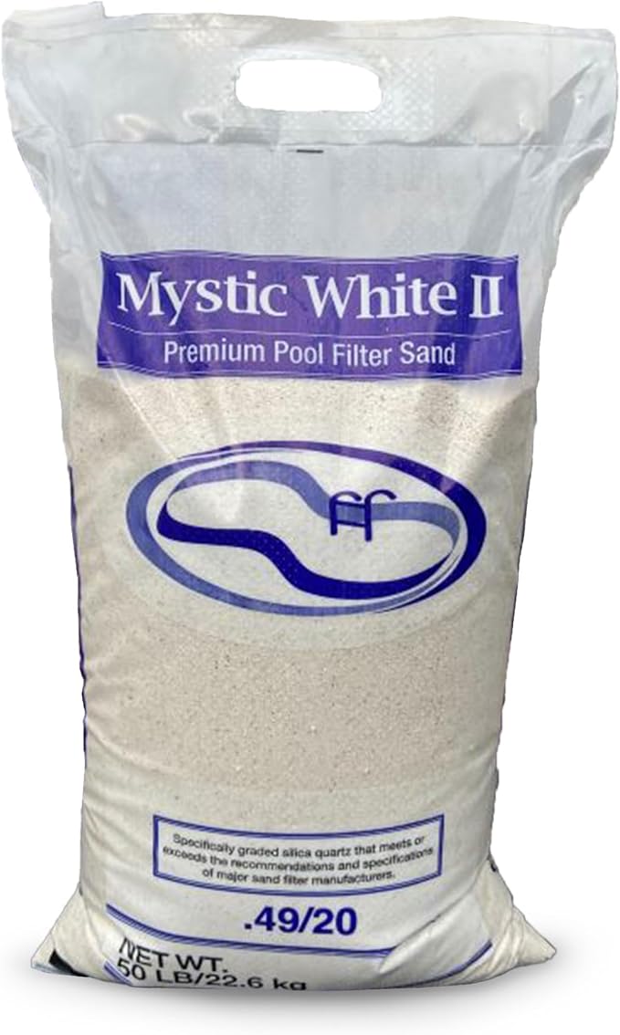 U.S. Silica Mystic White II Swimming Pool Filter Sand, 50 lb Bag | Silica Sand for Above Ground & Inground Pool Filter Pumps, Swimming Pool System Cleaning & Maintenance Supplies