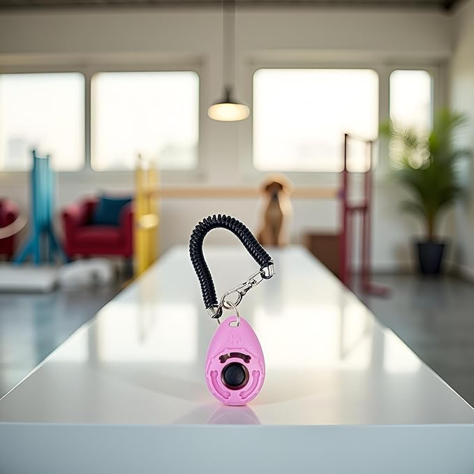 1pc Pink Clicker Easy to Use with Button Dog Training Accessories Strong and Long-Lasting,Training and Behavior Aids