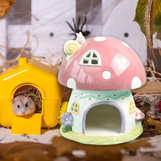 Hamster Hideout Hedgehog House Sturdy Sleeping Nest Decoration Small Pets Play Hut for Chinchilla Small Animals Dwarf Hamster, Pink