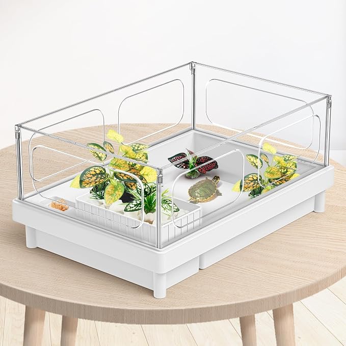 Moonorange Reptile Artificial Plants, Terrarium Plants Decorations Supplies, Aquarium Fish Tank Plant, Amphibian Habitat Hideout Tank Accessories(M Set-4pcs/C)