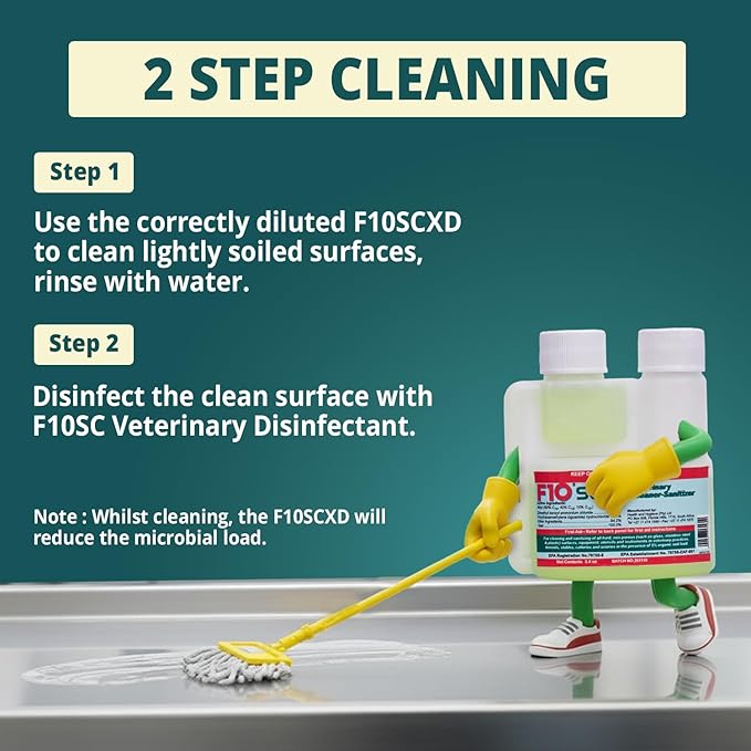 F10 SCXD Concentrated All Purpose Disinfectant Cleaner With Soap For Kennels, Litter Box, Cage, Terrariums, Habitats, Vet Practices - 100 ml (3.4oz)