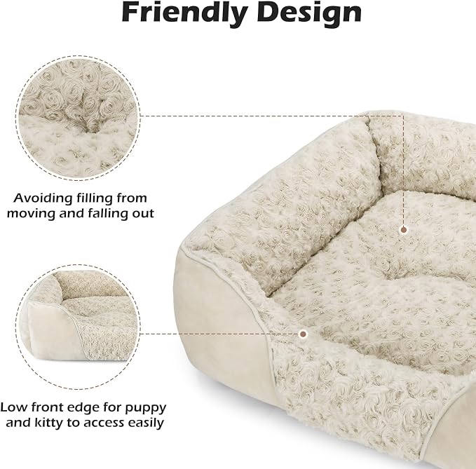 INVENHO Large Dog Bed Rectangle Washable Orthopedic Soft Calming Sleeping Durable Pet Cuddler with Anti-Slip Bottom
