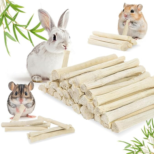 Sukh 420g Sweet Bamboo Chew Sticks - Natural Rabbit Bamboo Sticks Small Animal Chew Toy Bunny Molar Treats Atural Teeth Grinding Toys for Squirrel Guinea Pigs Chinchilla