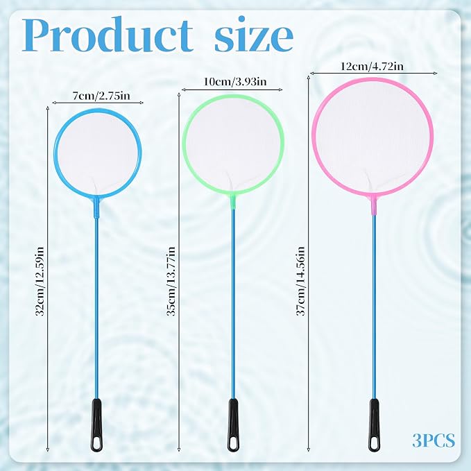 3 Pcs Aquarium Fish Nets, Plastic Artemia Sieves, Small Fish Net, Brine Shrimp Net, Fish-Tank Skimmer, Aquarium Fish-Tank Tool (3 Sizes, Round, Random Color)