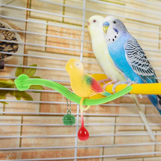POPETPOP Swing Bird Model Bird Perch Toy Plastic Cage Stand Simulation Fake cage Toy Parakeets Perch Funny Teasing for Cockatiels Cockatoo Macaw