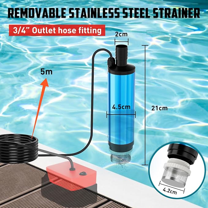 Cordless Submersible Water Pump Compatible for Milwaukee 18V Battery | 400GPH Portable Transfer Water Pump for Camping Tub Garden RV Pond Draining Job Sites(No Battery)
