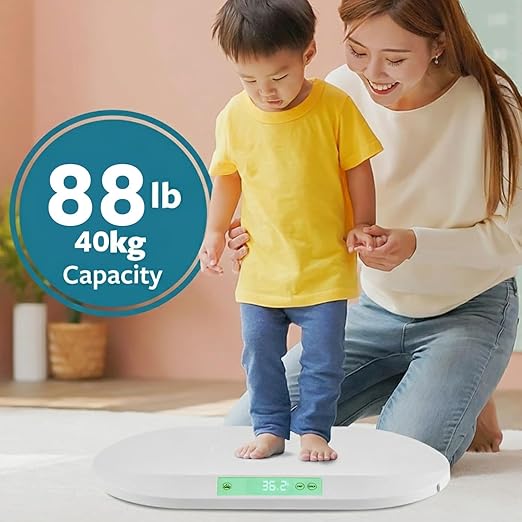 Smart Weigh Baby & Pet Scale Kit – Digital Infant Weighing Scale with Covers and Built-in Pull-Out Measuring Tape – 88 lb Capacity, 5 Units- lb:oz,kg:g,lb,oz,g Display, Hold Function