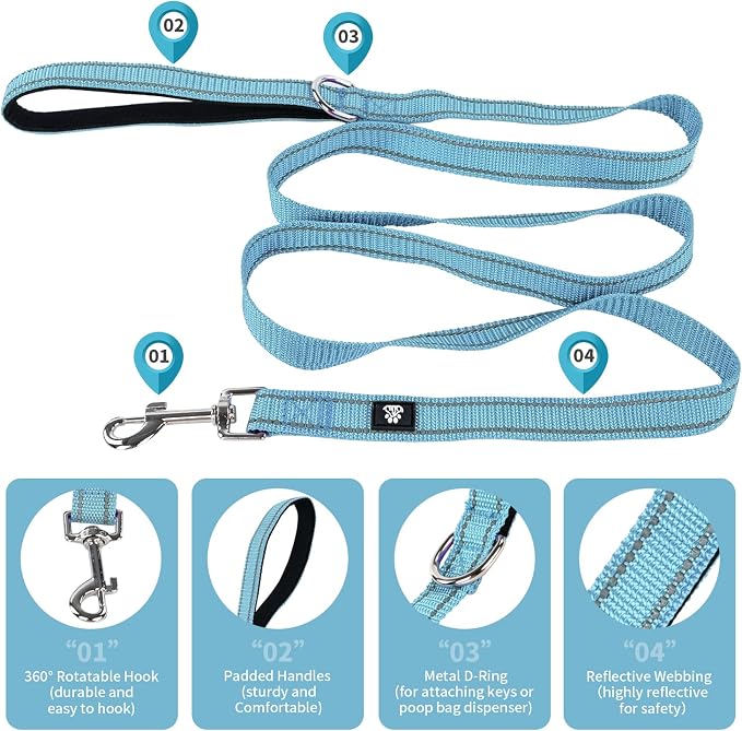 NESTROAD Dog Collar and Leash Set,Reflective Dog Collars with Quick Release Buckle,Adjustable Nylon Pet Collar for Small Medium Large Dogs(Small,Blue)
