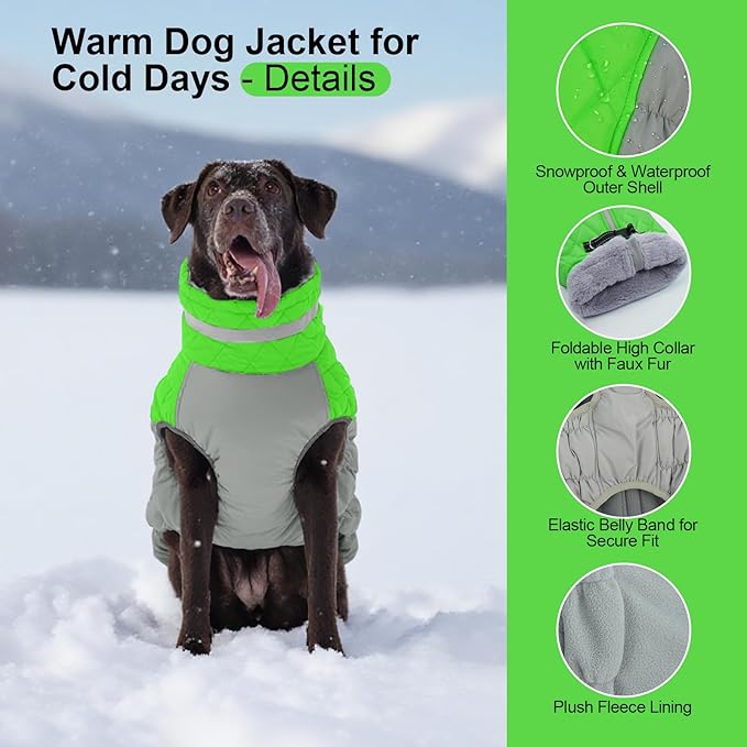 Warm Dog Coats for Medium Dogs, Waterproof Dog Jacket with Harness Built in, Zipper Clousure, Fleece Lining for Cold Weather Outdoor Walks, Snowsuit for Schnauzer, Boston Terrier, Pug - M