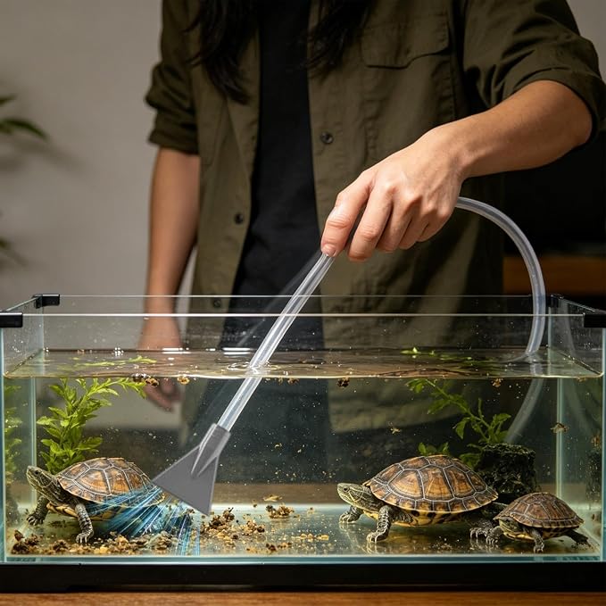 Aquarium Vacuum Gravel Cleaner Manual Siphon Hand Remover | Fish Tank Cleaning Kit for Water Turtle Decorations Sand Algae Substrate Rock Plants Cave Fishing Saltwater