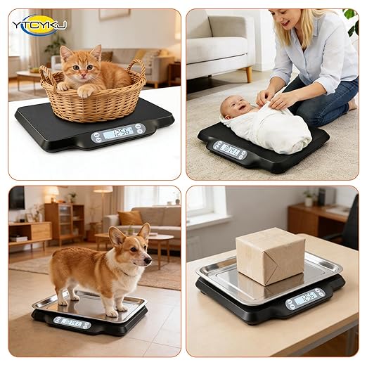 Digital Pet Scale for Accurate Weighing & Baby Scale Kitten Scale– High-Precision Puppy Scales, Dog Cat Scale | 30kg/66lb Capacity, 2g Accuracy, Non-Slip Mat, Tare & Hold Function