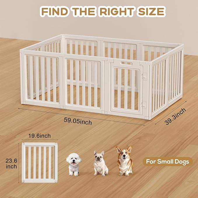 Dog Playpen, Clear Dog Pen, Dog Pen Indoor, Easy to Install and Remove Dog Play Pen, Puppy Playpen Suitable for Dogs, Cats,Dog Playpen Indoor (White, 23.6 inch Height, 10 Panels)