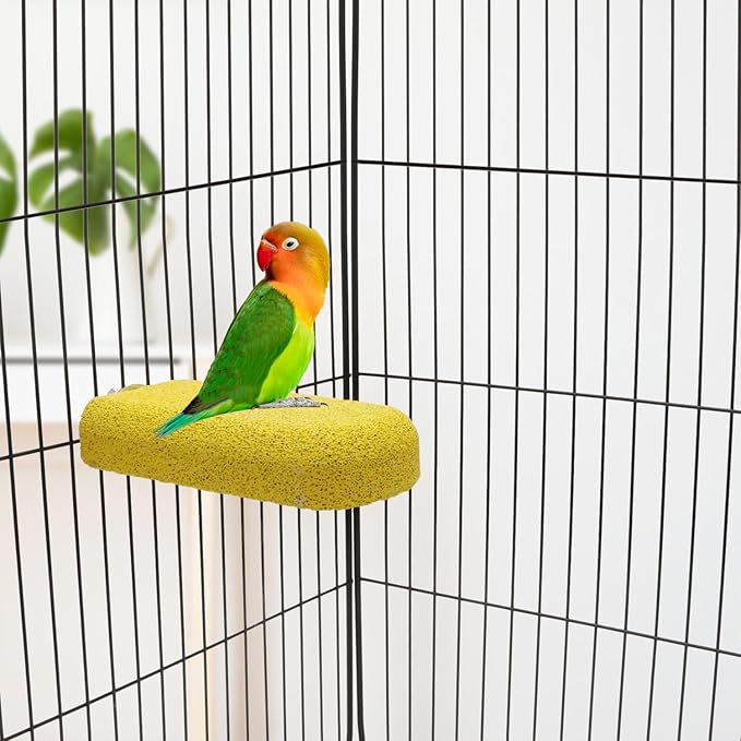 Bird Calcium Teeth Chew Toy Hamster Grinding Stone for Parrot Parakeet Cockatiel Rabbit Chinchilla Squirrel Cage Perch Stand (Random Color) (S)