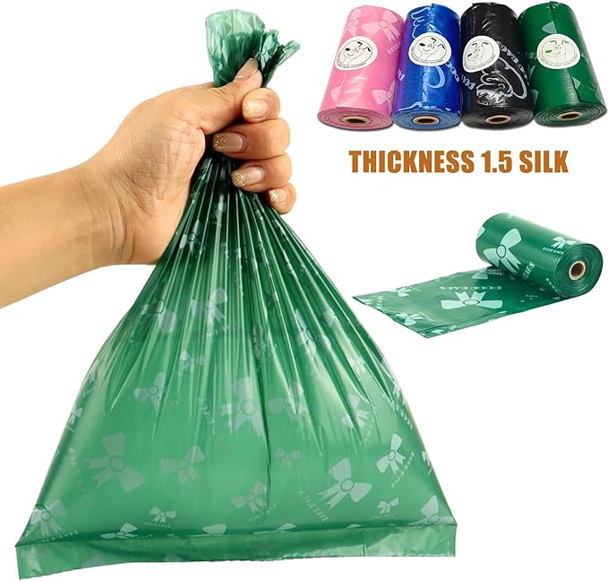 Biodegradable Pet Waste Bag Refill Roll, Heavy-Duty (120 Bags/8 Rolls/4 Colors) Unscented, Leak-Proof Design Eco-Friendly, Degradable Pet Waste Disposal Bags