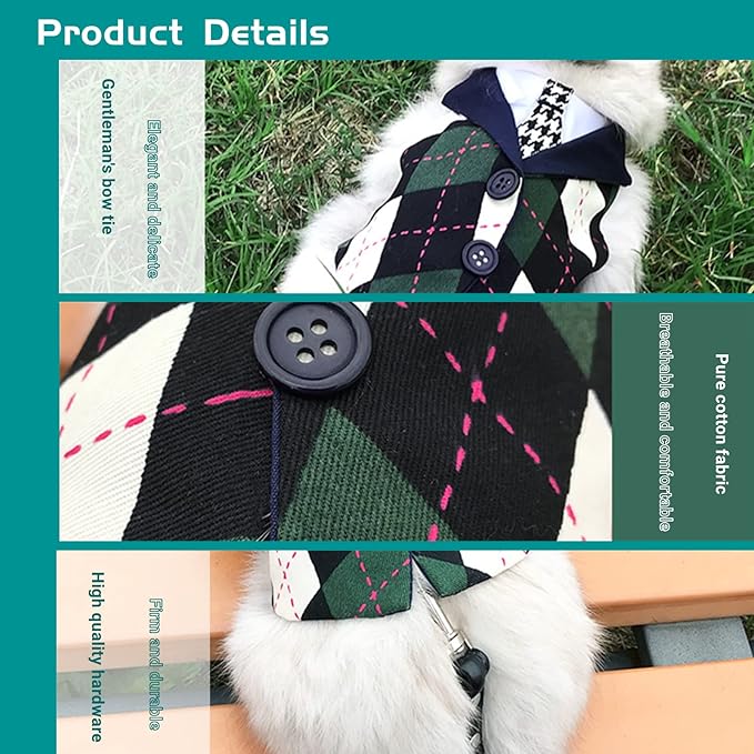 Bunny Harness and Leash,Adjustable Soft Guinea Pig Clothes Pet Rabbit Ferret Harness Costumes for Small Animals Dress