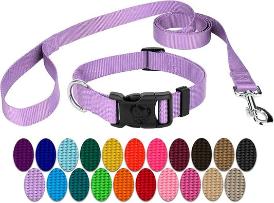 Country Brook Petz - Everyday Nylon Dog Collar and Leash - 10+ Cool Colors (1 Inch, Extra Large, Lavender)