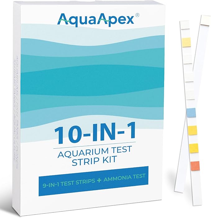 10-in-1 Ammonia Test Kit Aquarium (100 Strips): 50 Multi-Test + 50 Ammonia | Aquarium Test Strips for Freshwater & Saltwater. for Fish Tanks, Aquariums & Pond Water Test kit. Test Nitrate, pH & More
