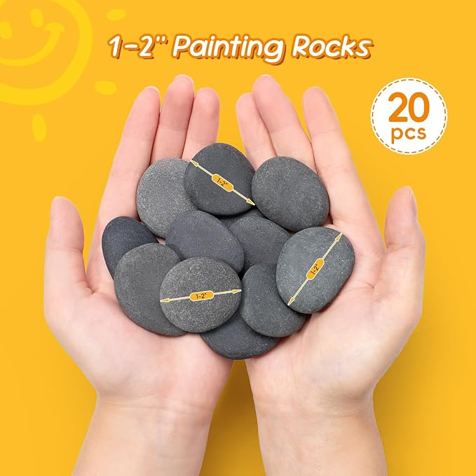Simetufy 20PCS Small Rocks for Painting, 1-2" Natural Flat Smooth Stones | Pebbles for Crafts Arts,Decoration, Kindness Rocks Garden Decoration