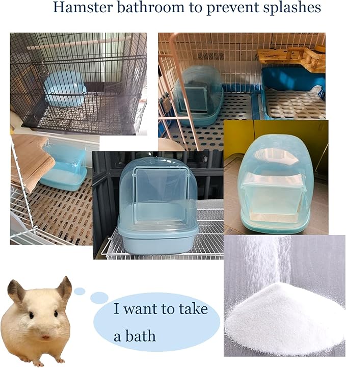 Hamiledyi Chinchilla Sand Bath, Gerbil Dust Bath Potty Litter Plastic Container Hideout Sleep Bathtub for Guinea Pigs Dwarf Hamster (2 LB)