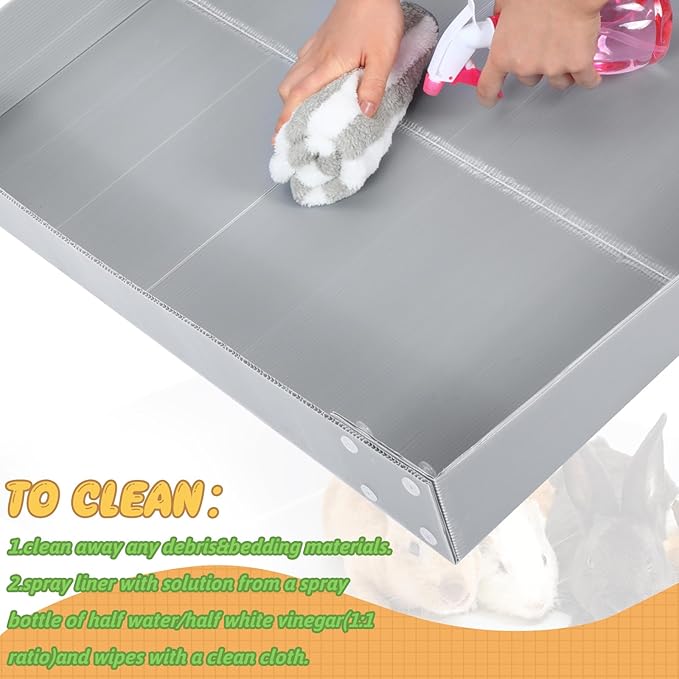 Wenqik 2 Pcs Guinea Pig Cage Liner Corrugated Plastic Cage Liner Base 2 x 4 Panel Size for Small Animals Hedgehogs Rabbits Tray, 55 x 27 Inch (Grey)