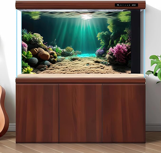 Underwater Scene Aquarium Background Under The Sea Coral Reefs Fish Tank Background Ocean Sunray Seabed Sand Rocky Outcrops Terrarium Backgrounds Tropical Sea Marine Life Tank Backgrounds 48x20in