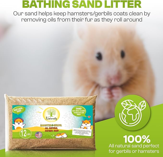 (12lb Bag) Hamster or Gerbil Bathing Sand Litter- All Natural Dry Desert Sand