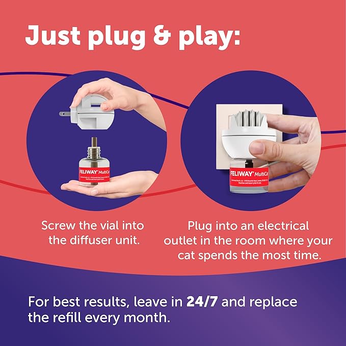 FELIWAY MultiCat Calming Pheromone Diffuser: 1 Diffuser Kit & 6 Refills