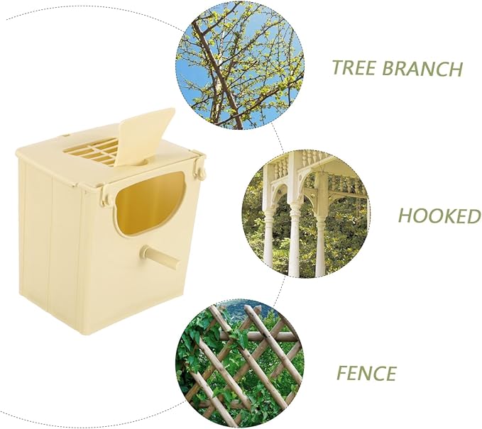 Plastic Bird Nesting Box for Small Birds Weatherproof Breeding Hut for Finches Sparrows Parakeets Lovebirds Cockatiels and Other Pet