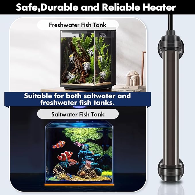 Orlushy Submersible Aquarium Heater, Fish Tank Heater with Free Thermometer for Freshwater and Saltwater Tank