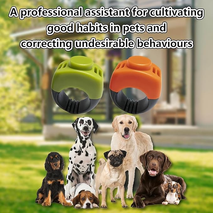 The Set of Easy Clicking Finger Ring Dog Training Clicker for Dogs Cats Horses traing Allowing Effective Versatile Training (3pcs Grey+Green+Orange)