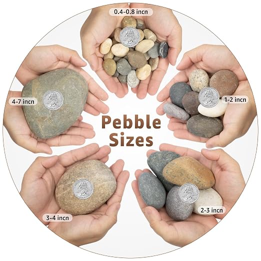 20lbs Drainage Rocks, 2/5''-4/5'' Small Pebbles, Aquarium Gravel | Water-Washed Natural Finish, Hand-Picked, for Plants, Fish Tank, Garden, Paving, Fountain, Walkways and Outdoor Landscaping