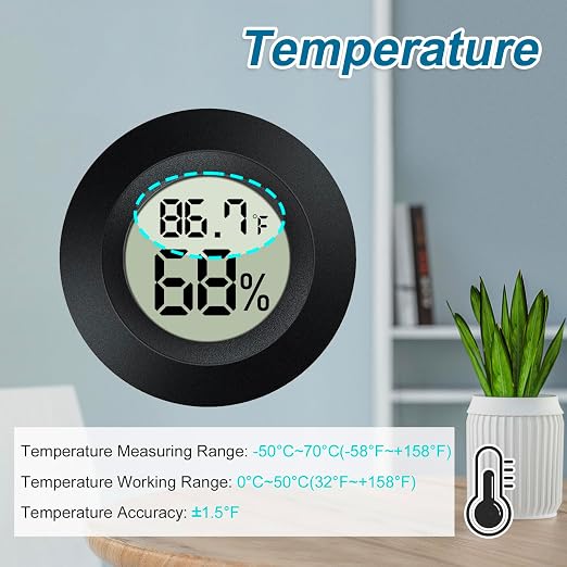 4 Pack Mini Digital Hygrometer Gauge Indoor Thermometer, LCD Monitor Temperature Outdoor Humidity Meter for Greenhouse Jars Incubators Guitar Case, Fahrenheit (℉) or Celsius(℃)