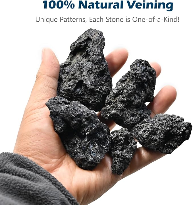 Natural Volcanic Lava Rock 1-2.5 Inches Decorative Stones for Miniature & Fairy Gardens,Aquascaping Aquariums,Fire Pit Use & Succulent Planters-1lb
