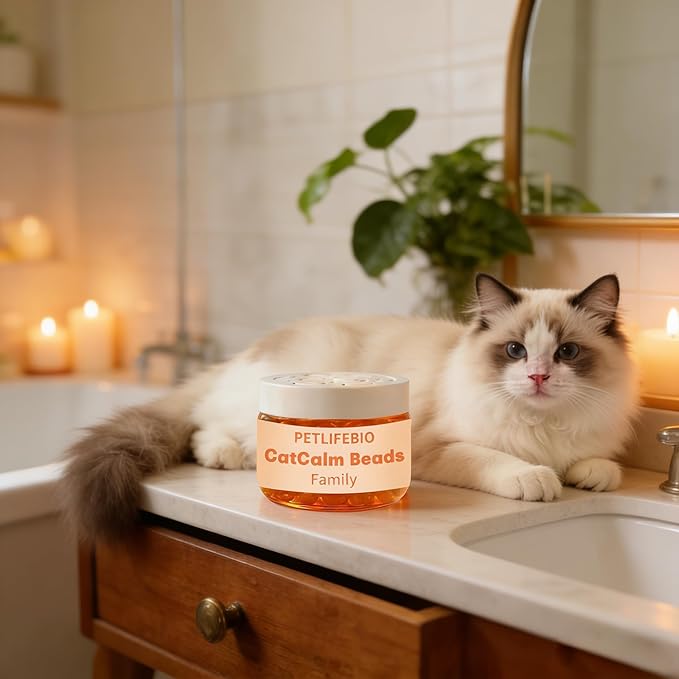 Cat Calm Beads Family, Cat Calming Diffuser Gel Non Plug in, 1 Pack Cat Anxiety Relief, Lasting 2 Months, Downtime More Peaceful for Pets and Owners Alike. (1pc)
